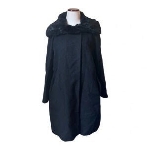 Cinzia Rocca Wool Coat with Rabbit Fur Collar, size 16